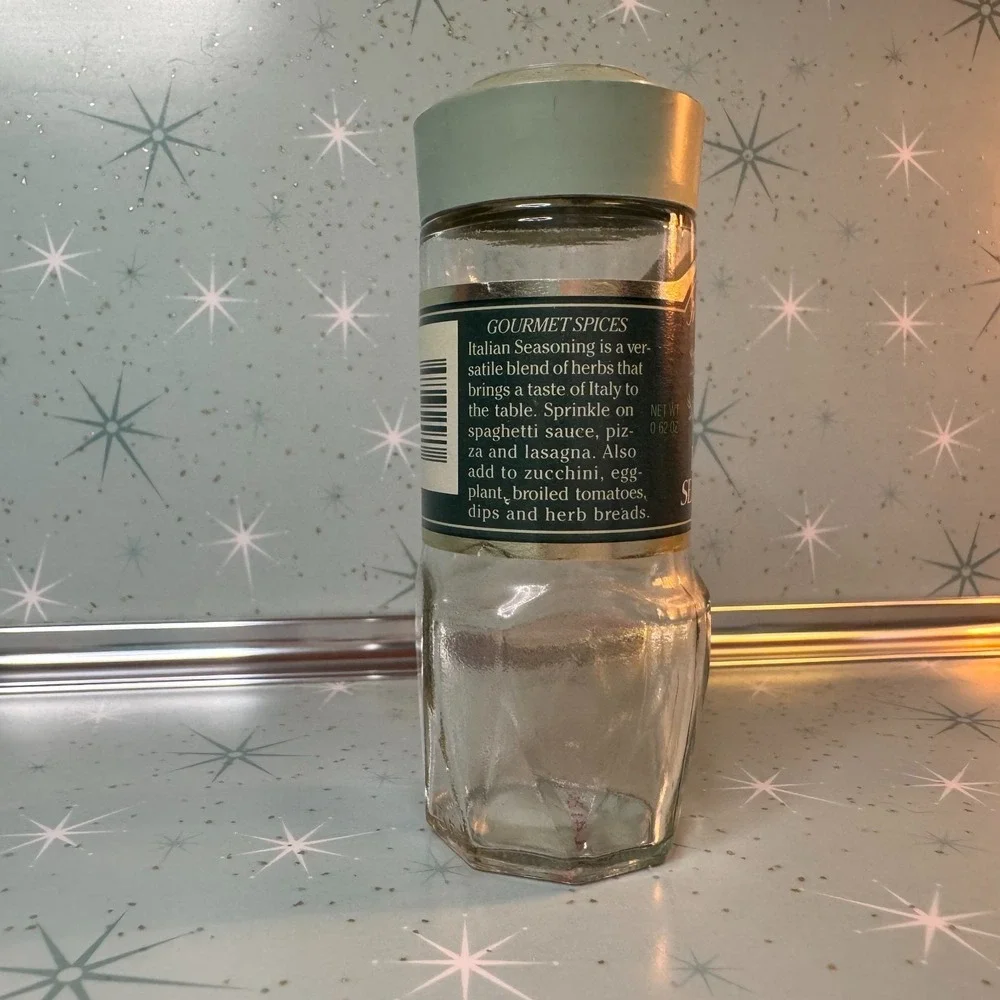 Vintage McCormick Italian Seasoning Jar Green Label Glass Spice Bottle Retro 80s